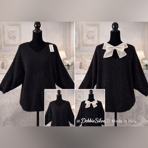 Black Sweater with Cream Bow 🇮🇹 Made In Italy